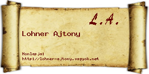 Lohner Ajtony névjegykártya